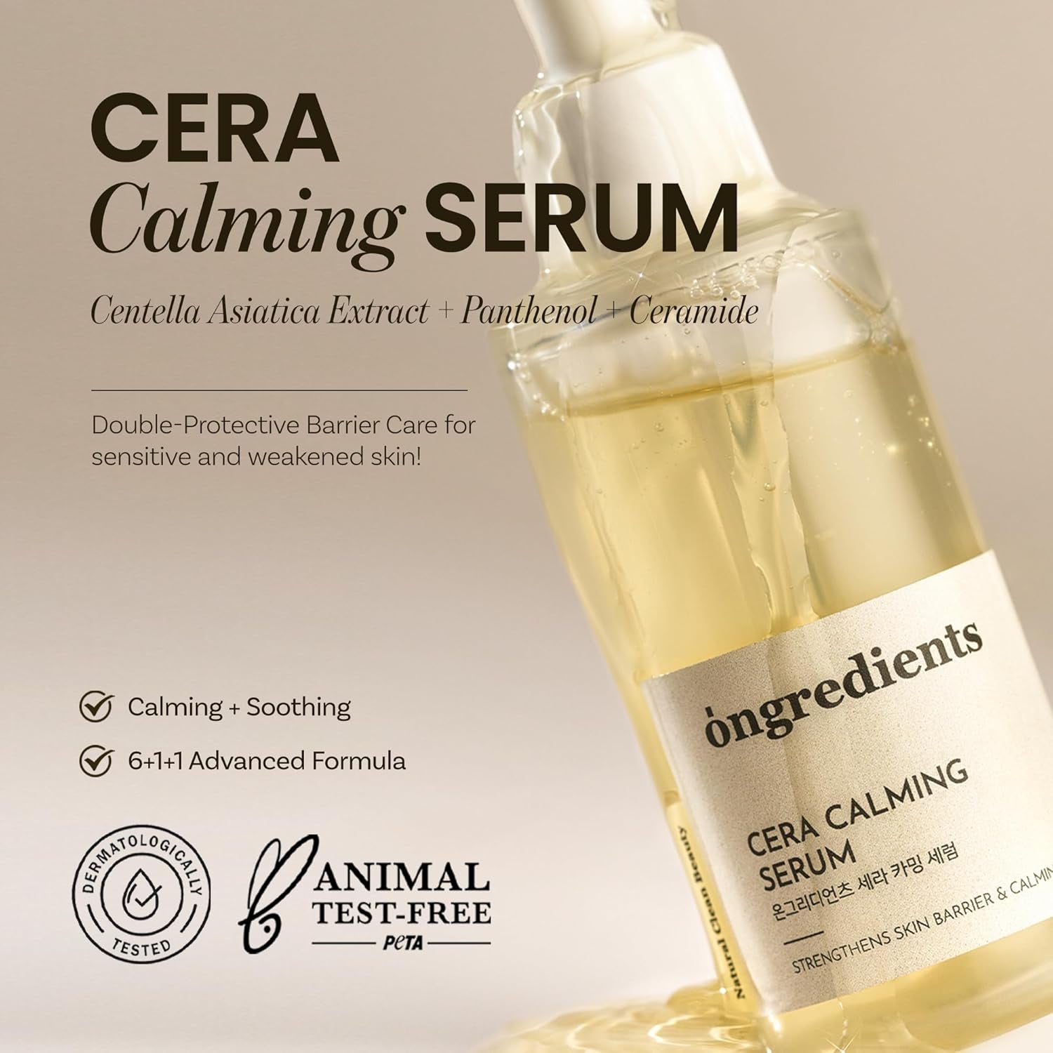 ONGREDIENTS Cera Calming Serum – 50ml | Soothing & Hydrating Serum with Centella Asiatica