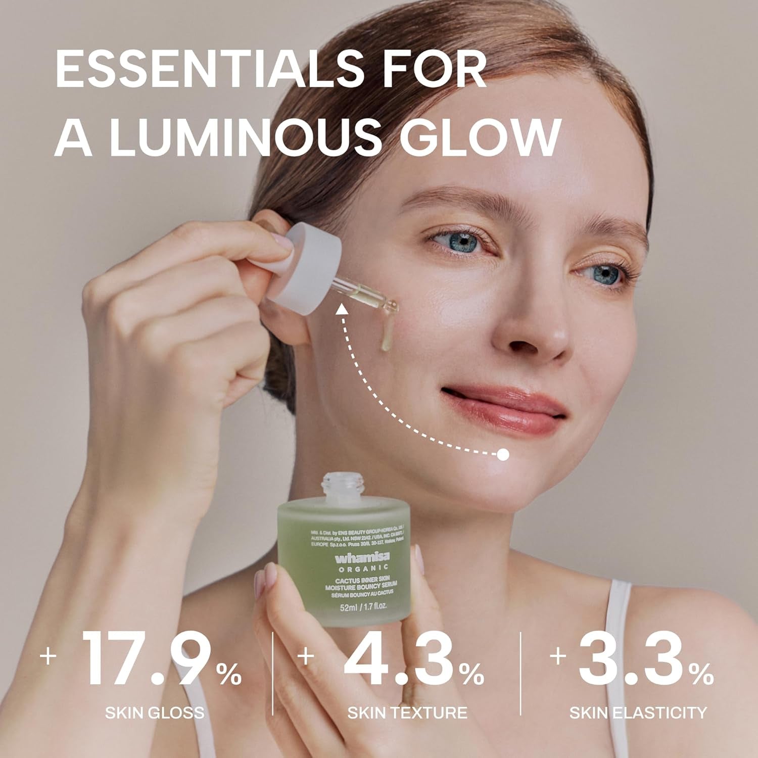 Whamisa Cactus Bouncy Serum – 52ml | Organic Korean Hydrating & Firming Serum