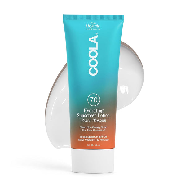 COOLA Hydrating Sunscreen Lotion SPF 70 Peach Blossom – 148ml | Ultra-High SPF, Lightweight Organic Protection