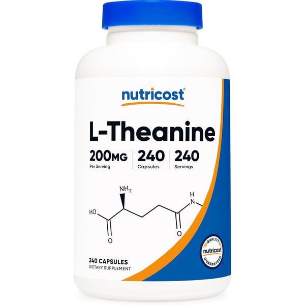 Nutricost L-Theanine 200mg – 240 Capsules | Double Strength Stress Relief & Relaxation Support