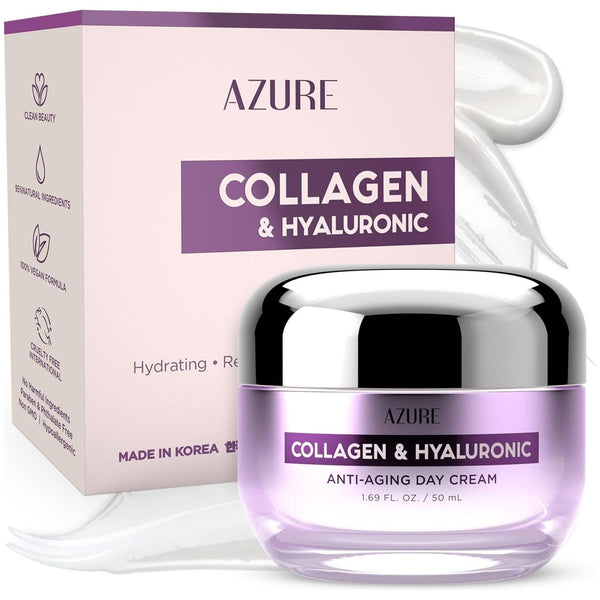 Azure Cosmetics Collagen & Hyaluronic Anti-Aging Day Cream – 50ml | Firming & Radiance-Boosting Hydration