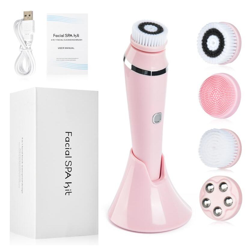 4 In 1 New Silicone Facial Cleansing Instrument Waterproof And Rechargeable Facial Cleansing Brush Pore Cleaner