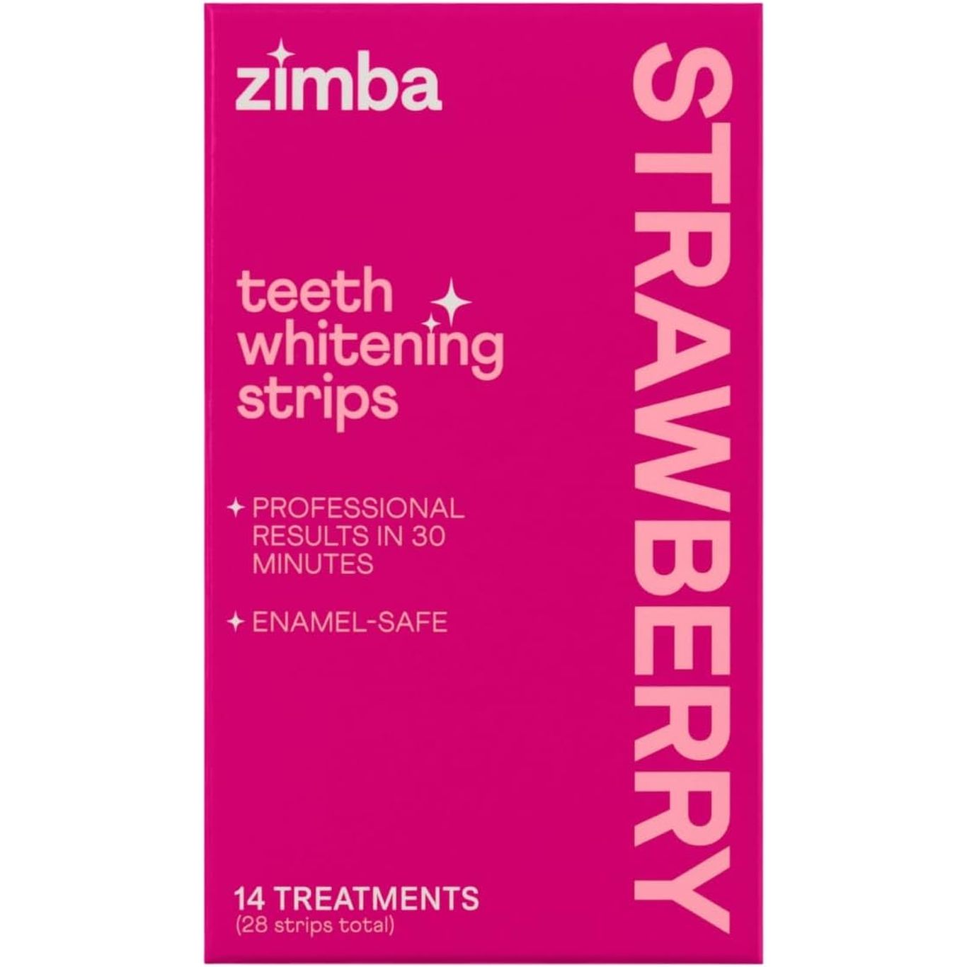 Zimba Strawberry Teeth Whitening Strips – 14 Treatments (28 Strips) | Brighten Smile, Remove Stains & Freshen Breath