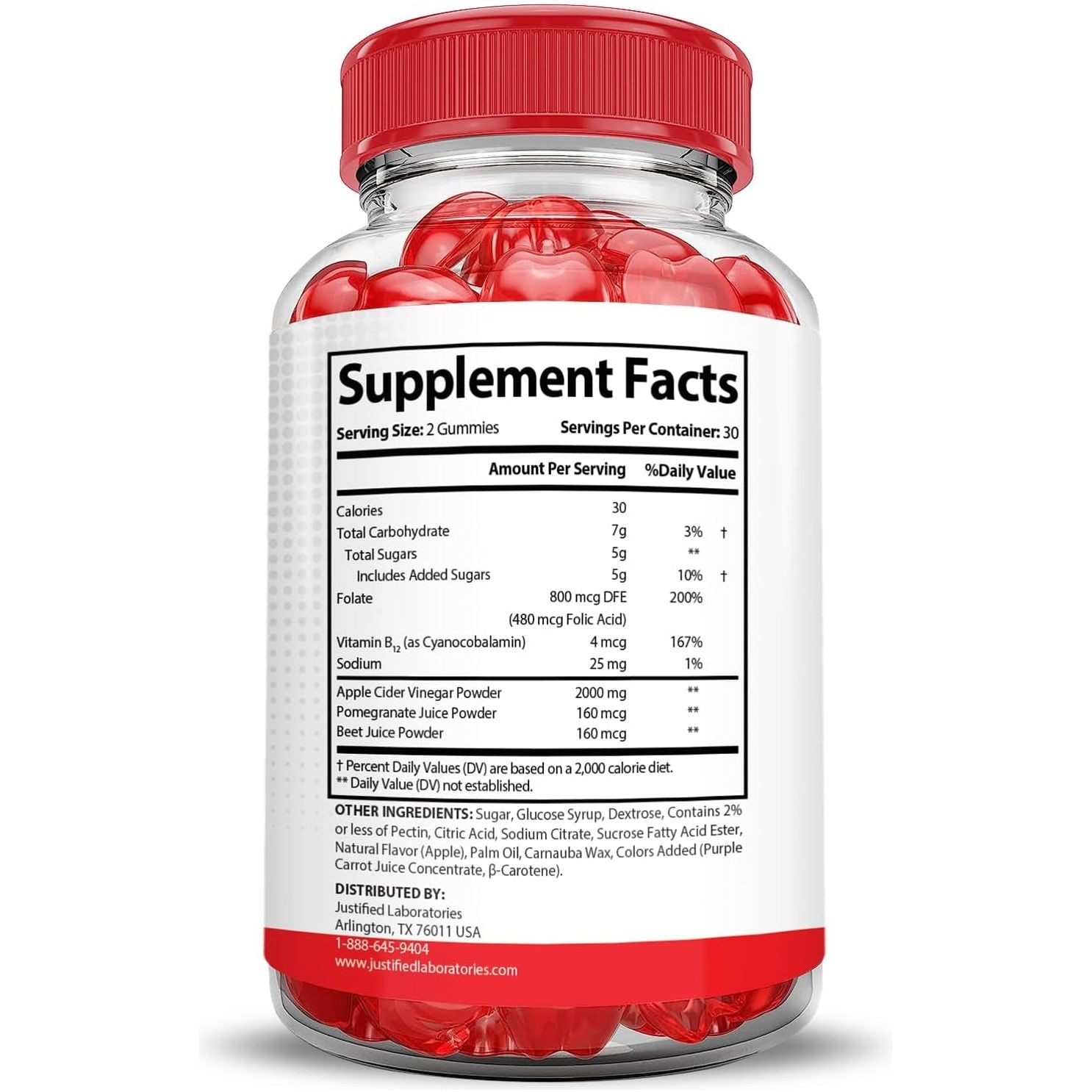 Justified Laboratories Vital Pump XL Gummies Extreme – 60 Gummies | 2000mg Apple Cider Vinegar + B12 & Beetroot for Energy & Performance