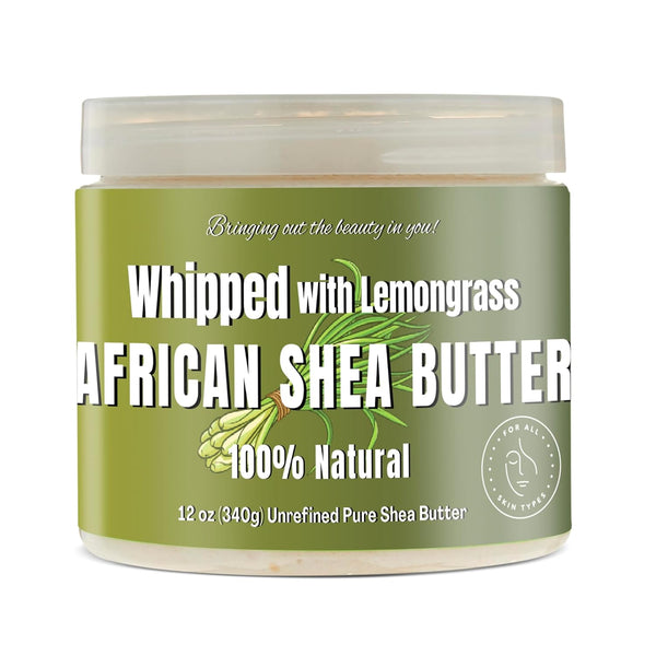 RA COSMETICS Whipped With Lemongrass African Shea Butter – 340g | Energising Moisture, Skin Firming & Brightening Care