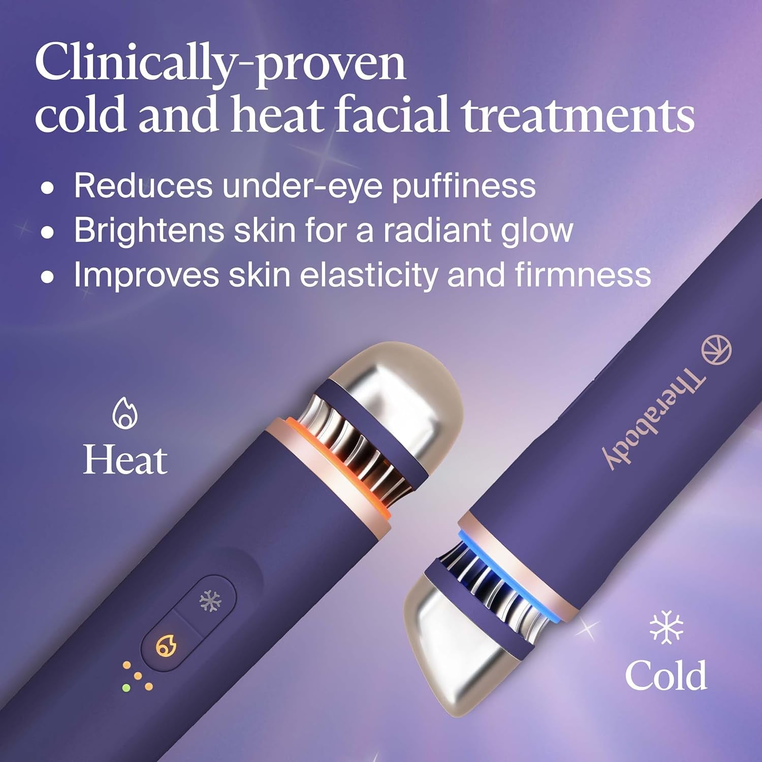 TheraFace Therabody Depuffing Wand (Indigo) – Portable Hot & Cold Therapy for Puffiness & Radiance