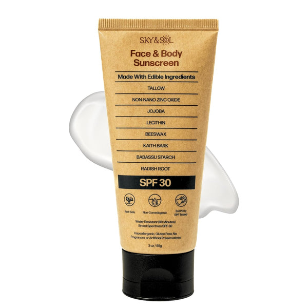 Sky and Sol Face & Body Sunscreen SPF 30 – 85g | Natural Tallow-Based, Reef Safe, Non-Toxic Sun Protection