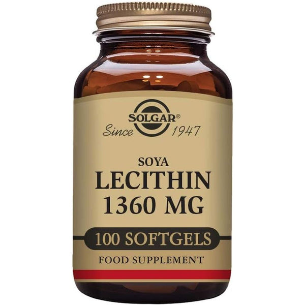 Soya Lecithin 1360 Mg Softgels - Pack of 100 - Supports Cell Membrane Structure - Wheat,Gluten and Diary Free (Packing May Vary)