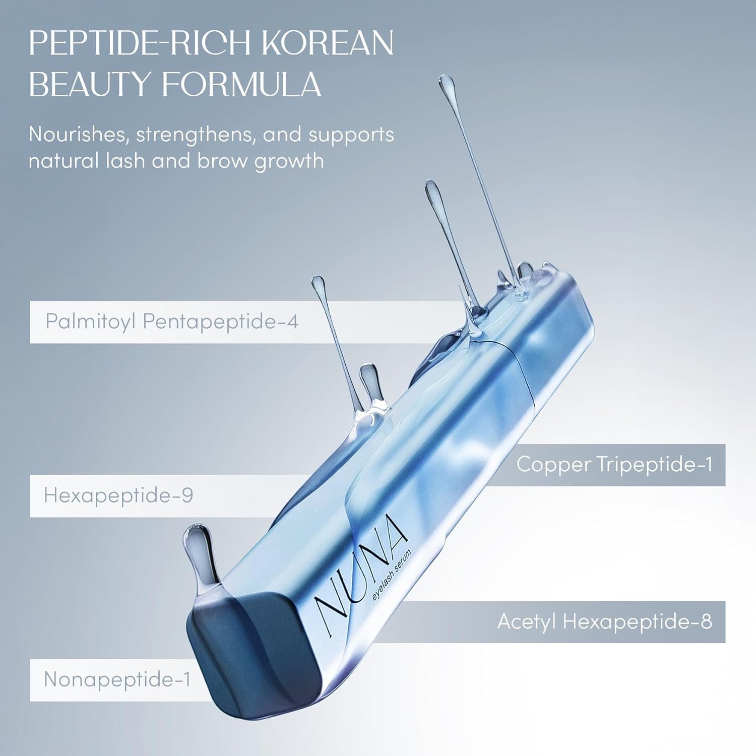 NUNA Eyelash Peptide Serum – 6ml | Lash & Brow Growth Booster with Peptides, Biotin & Botanicals