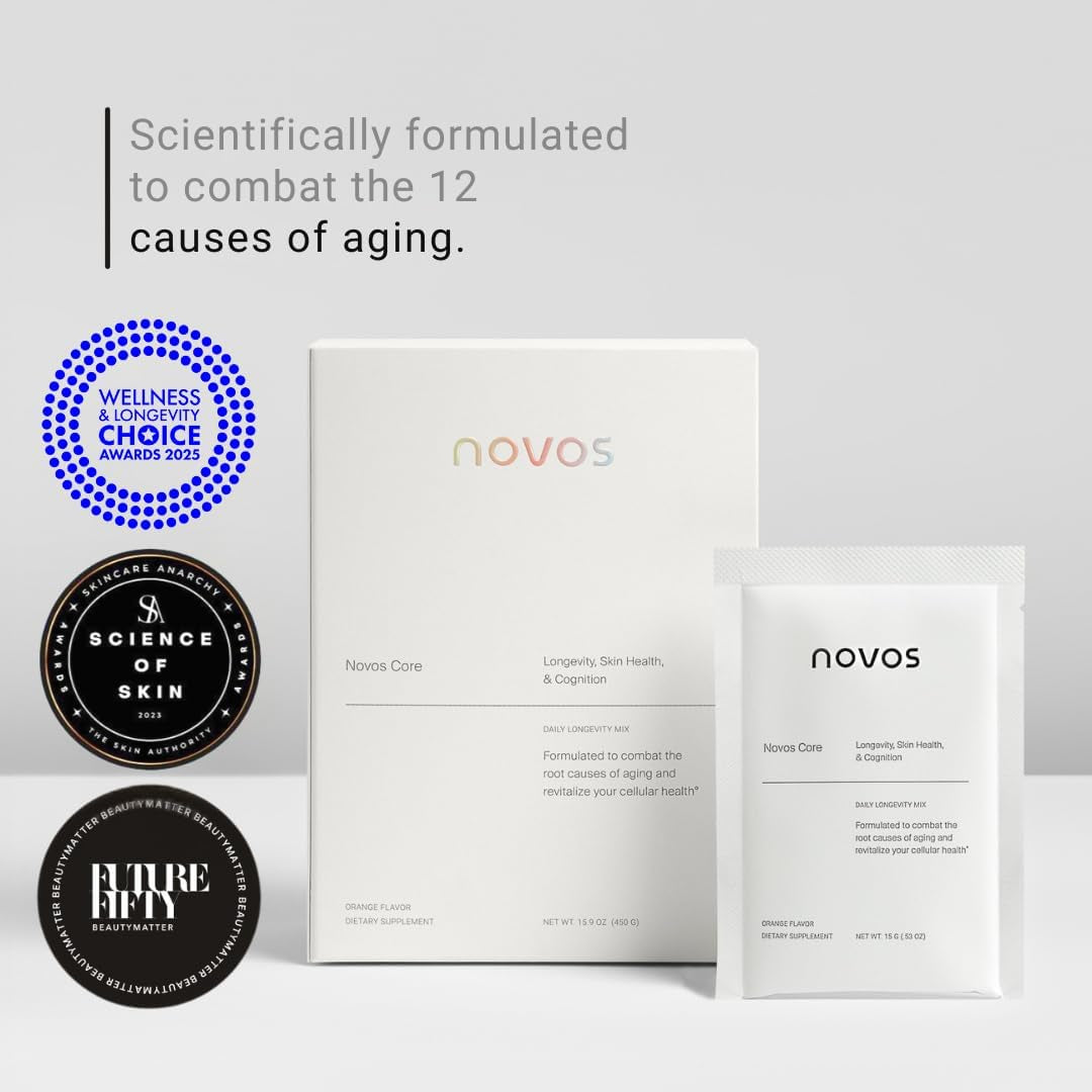 Novos Core All-In-One Longevity Formulation – 30 Sachets | Orange Flavor | Science-Backed Anti-Aging & Wellness Support
