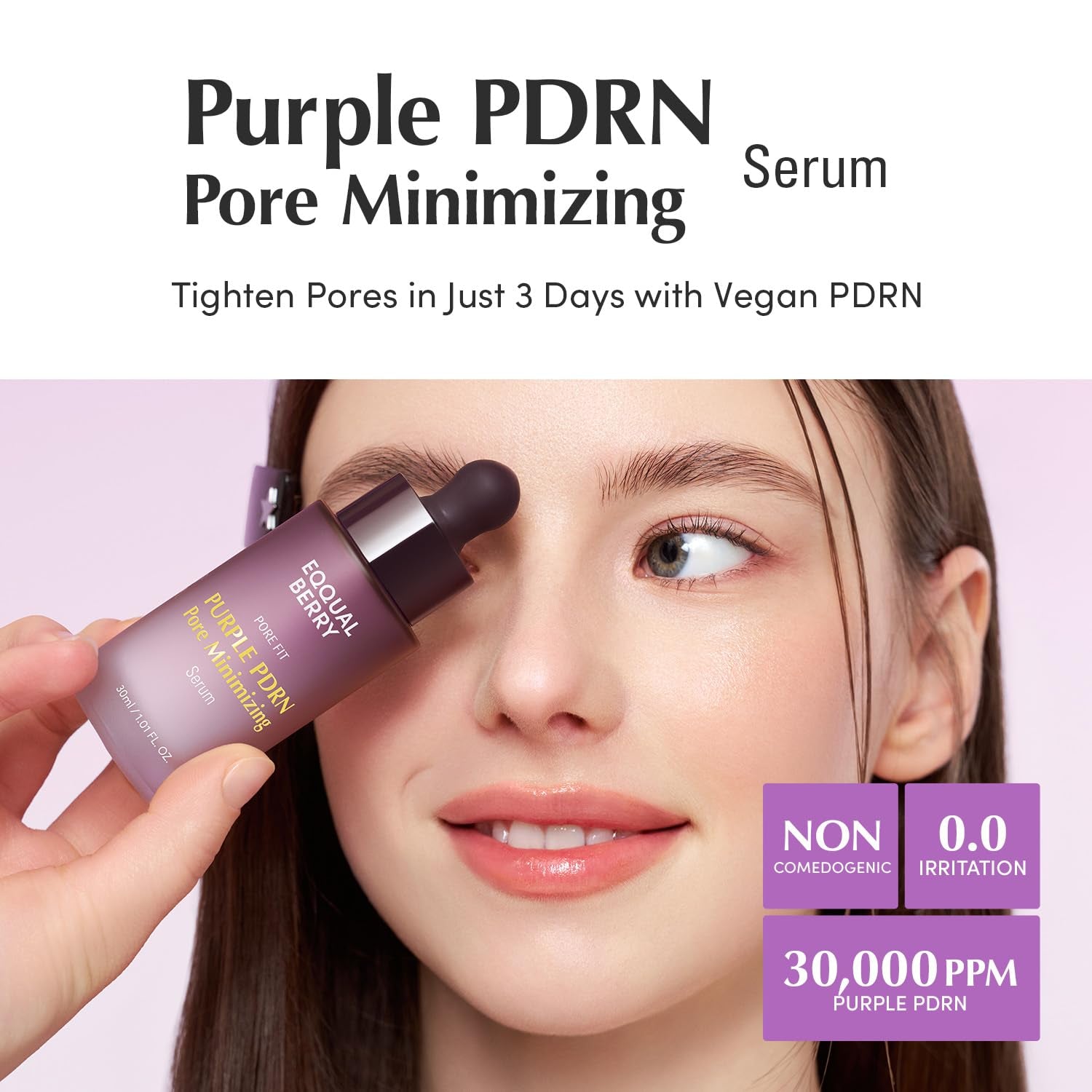EQQUALBERRY Pore Fit Purple PDRN Pore Minimizing Serum – 30ml | Vegan PDRN for Smooth, Refined & Firm Skin