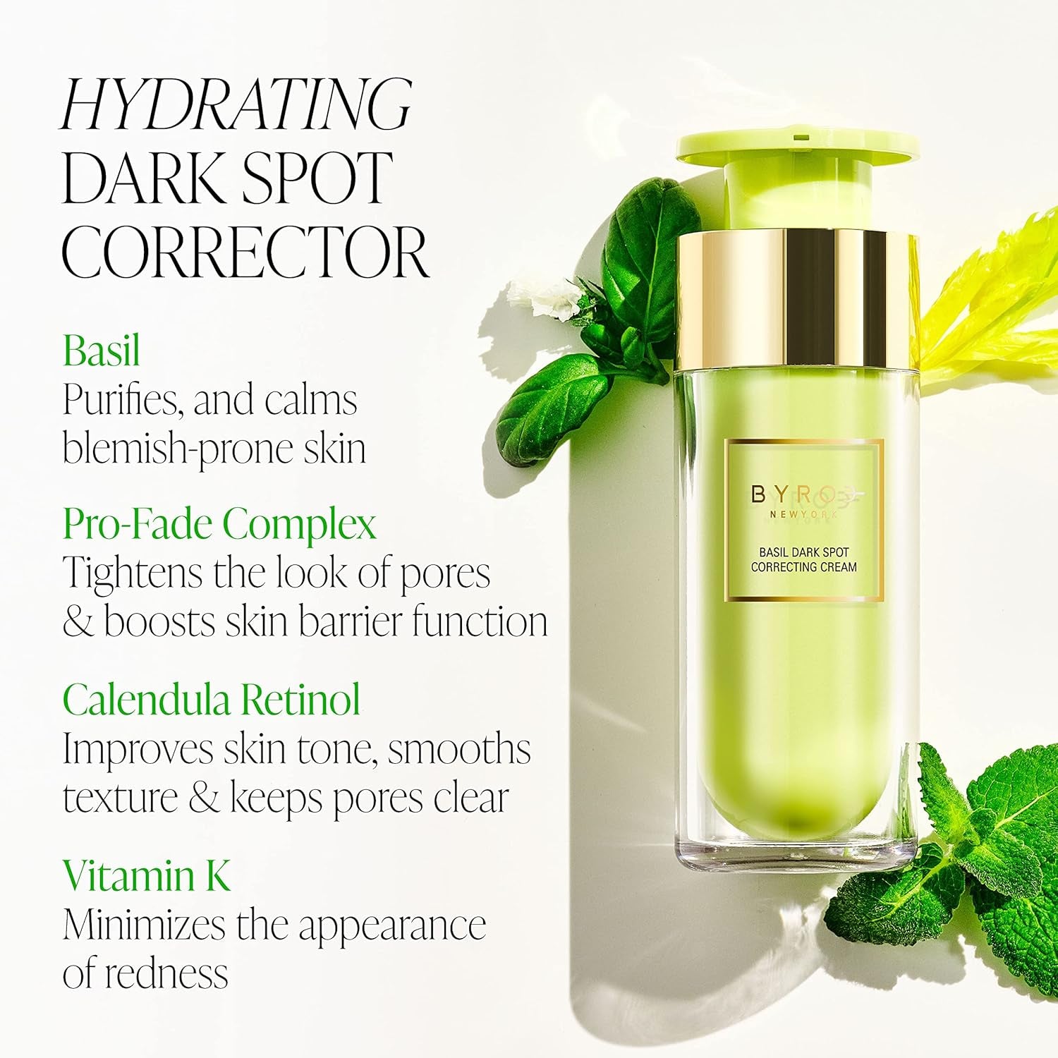 BYROE Basil Dark Spot Correcting Cream – 30ml | Dark Spot Fading, Calming & Hydrating