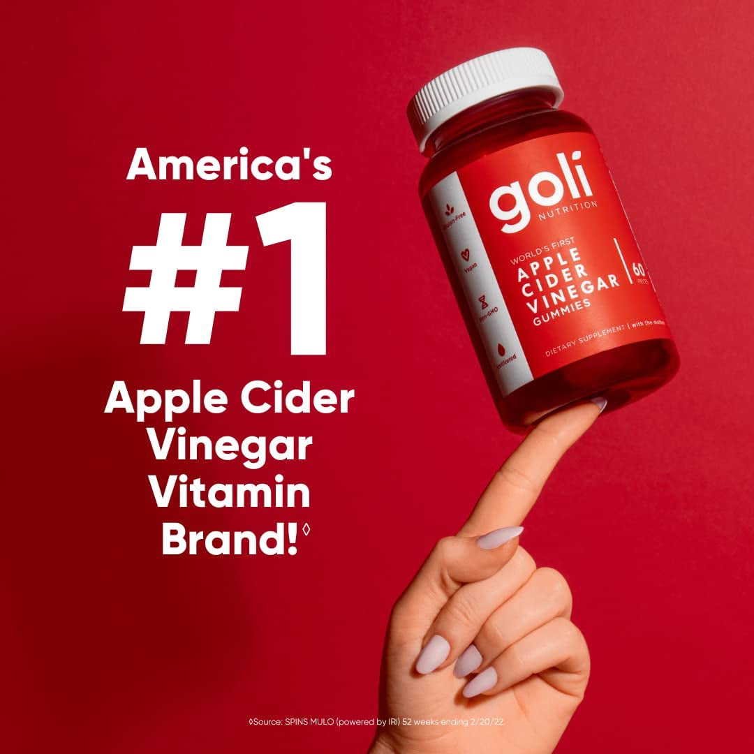 Goli Apple Cider Vinegar Gummies – 60 Gummies | Digestive Health & Energy Support with Vitamin B12