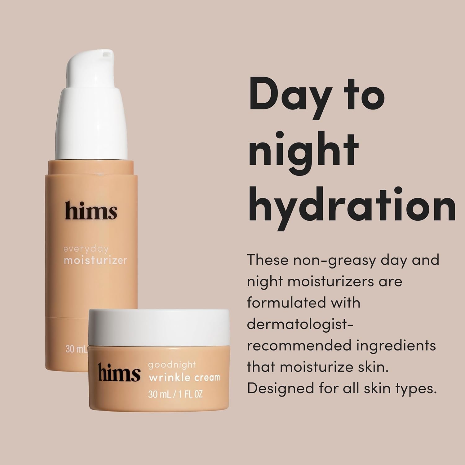 Hims Everyday Moisturizer & Goodnight Wrinkle Cream Bundle – 2 x 30ml | Hydration & Anti-Ageing Duo for Men