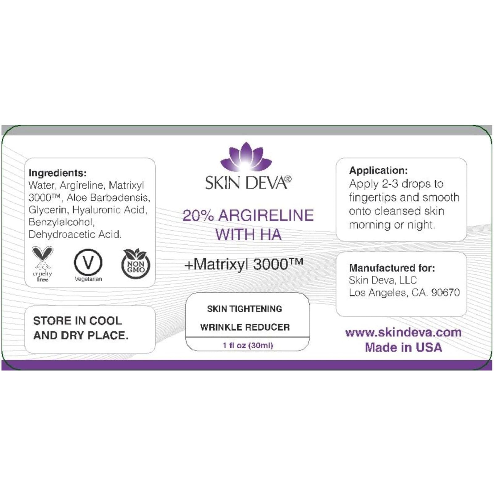 SKIN DEVA 20% Argireline With HA + Matrixyl 3000™ – 30ml | Wrinkle-Reducing Peptide Serum for Firmer, Youthful Skin