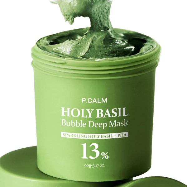 P.CALM Holy Basil BP.CALM Holy Basil Bubble Deep Mask – 90g | Blackhead & Pore-Cleansing Clay-to-Bubble Mask