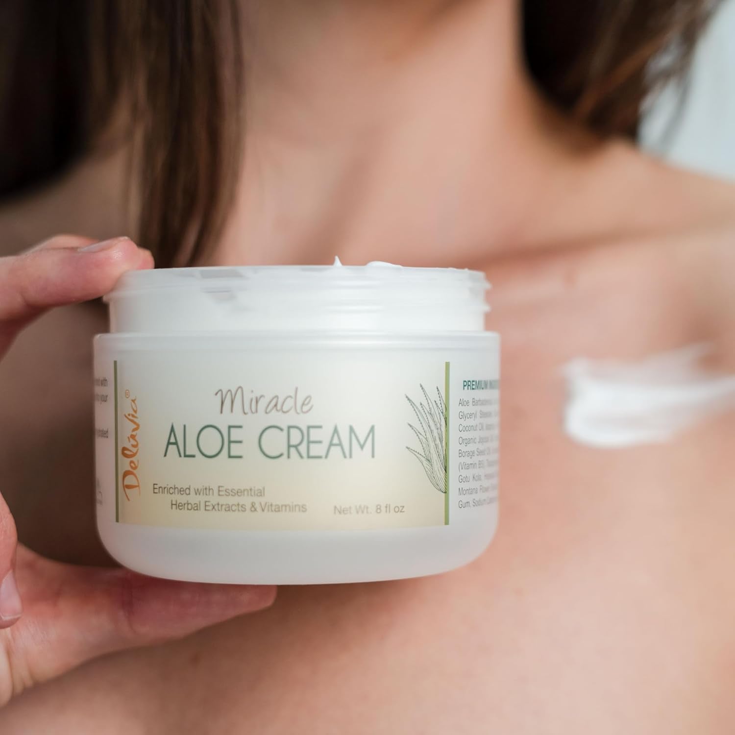 DELÚVIA Miracle Aloe Cream – 237ml | Soothing Aloe Vera Moisturizer for Face & Body