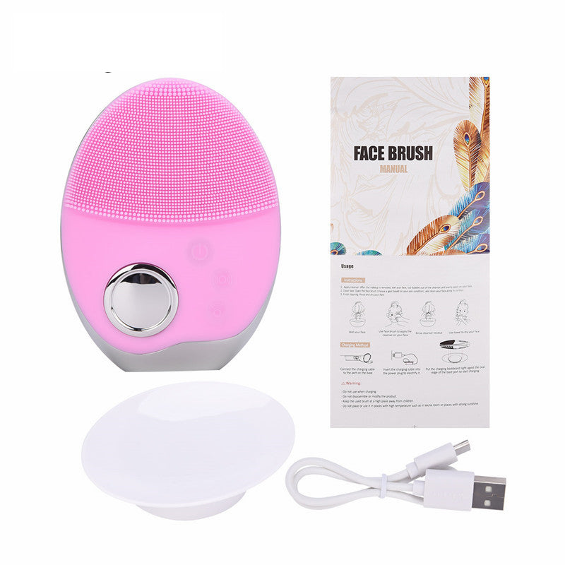 Multifunction Photon Therapy Facial Cleansing Brush – Waterproof Silicone Face Cleaner with Red, Blue & Green LED Light