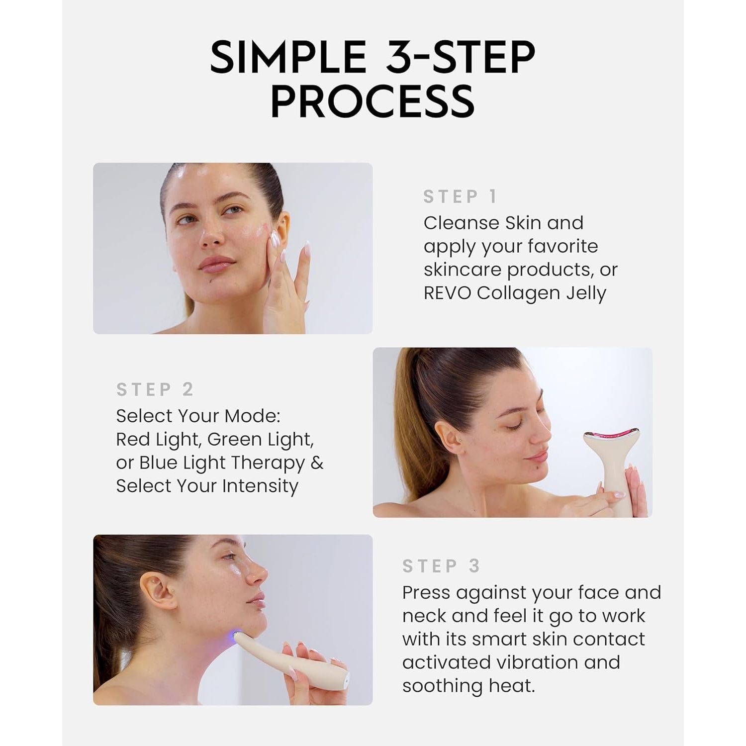 REVOMADIC REVO Genie | 3-In-1 Face & Neck Beauty Massager (Beige)