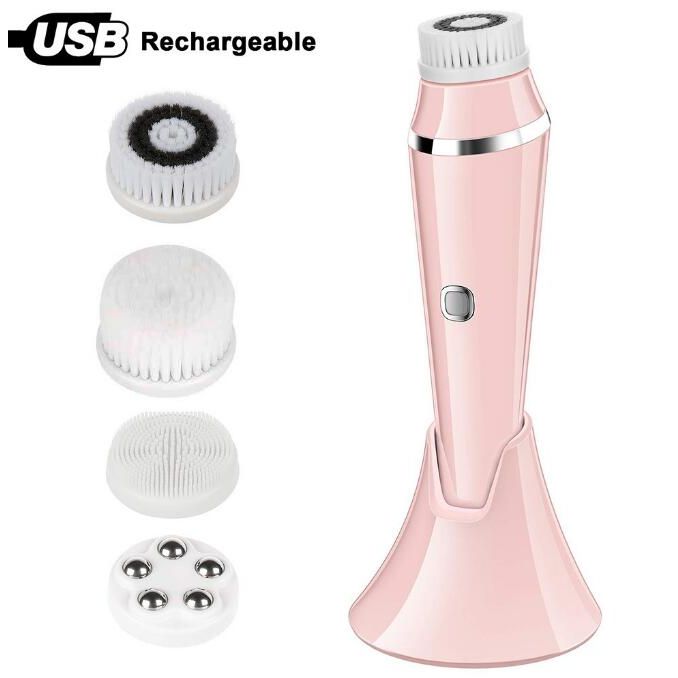 4 In 1 New Silicone Facial Cleansing Instrument Waterproof And Rechargeable Facial Cleansing Brush Pore Cleaner