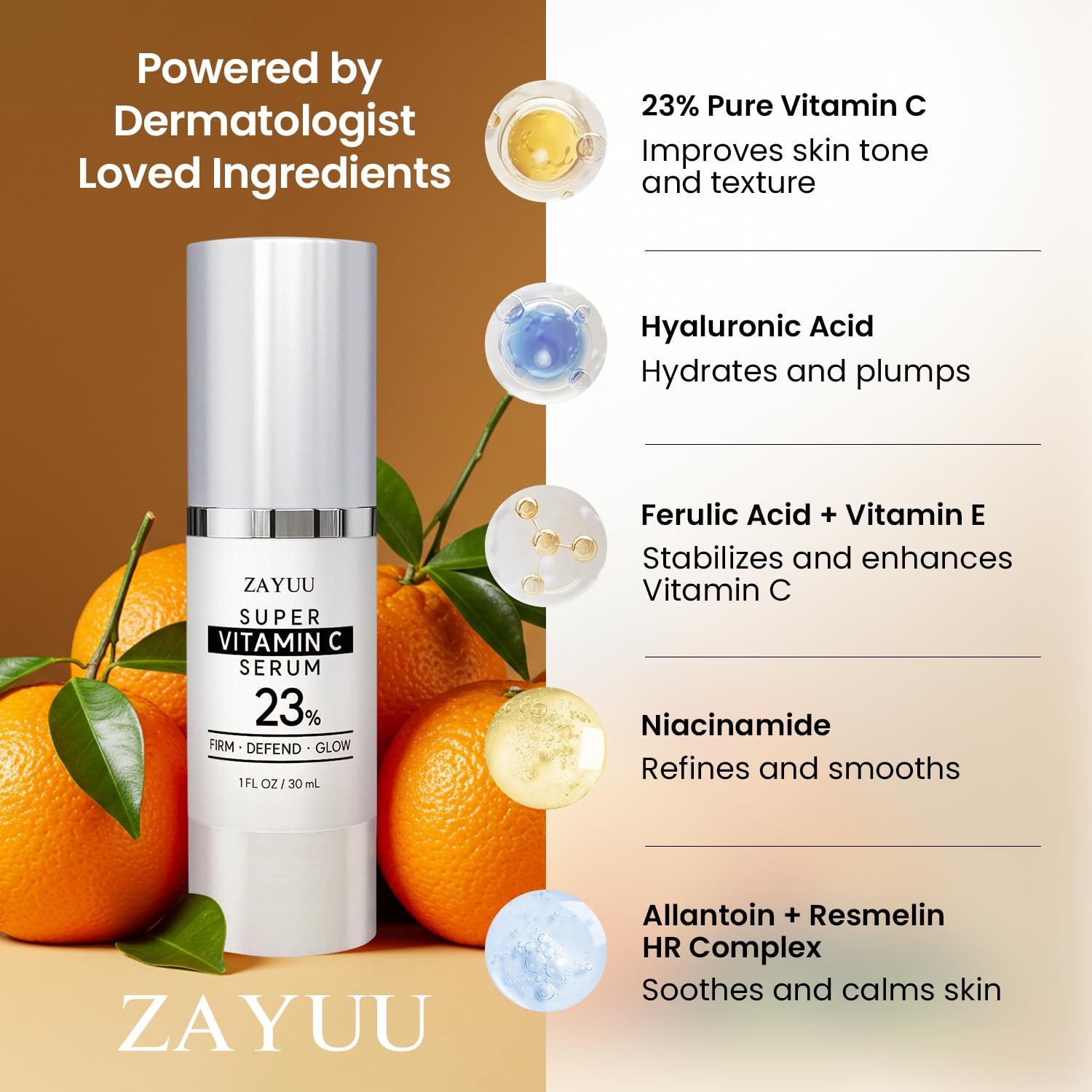 ZAYUU Super Vitamin C Serum – 30ml | 23% Pure Vitamin C for Radiance, Hydration & Firmness
