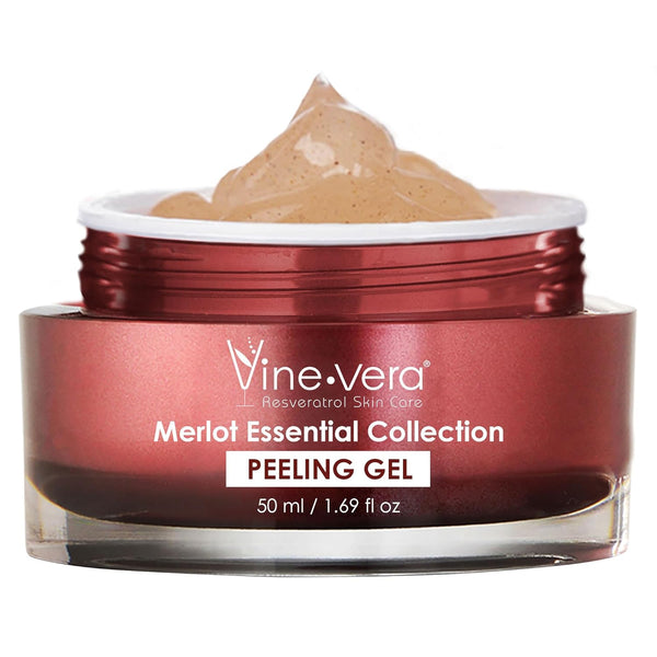 Vine Vera Resveratrol Merlot Essential Collection Peeling Gel – 50ml | Gentle Anti-Ageing Exfoliator with Resveratrol & Nut Shell Powder