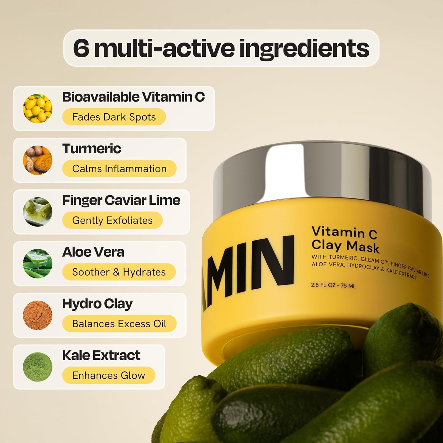 Gleamin Vitamin C Clay Mask – 75ml | Brightening & Dark Spot Treatment