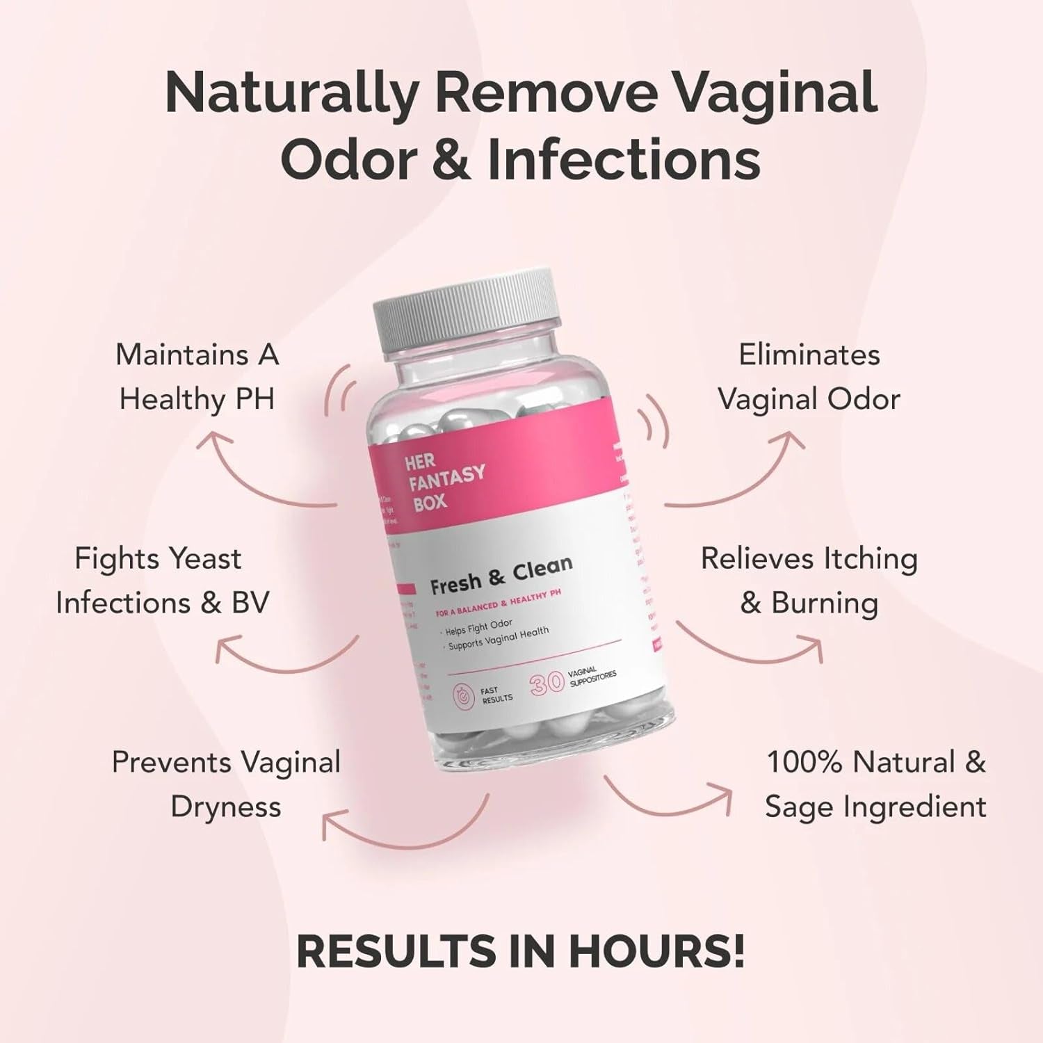 Her Fantasy Box | Fresh & Clean Ph-Restore Vaginal Suppositories – Boric Acid for Ph Balance, Odor Control & Comfort – 30 Vegan Suppositories