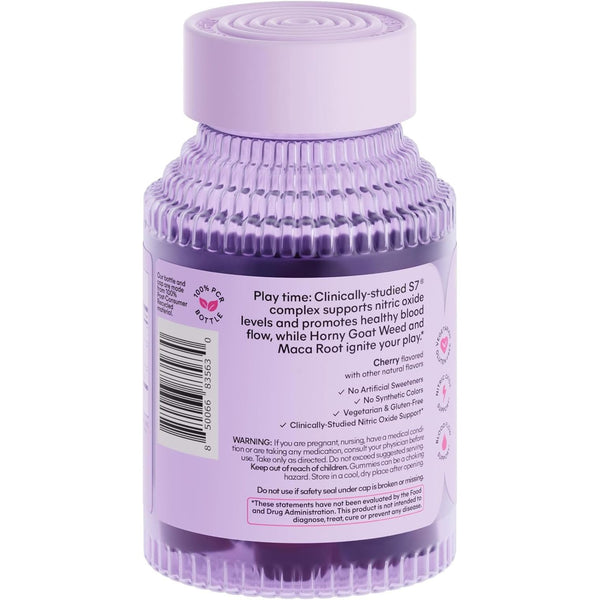 Lemme Play Daily Intimacy Gummies for Women and Men W/Clinically-Studied S7 Nitric Oxide Complex for Healthy Blood Flow, Maca Root, Goat Weed - Cherry Flavored (60 Count)