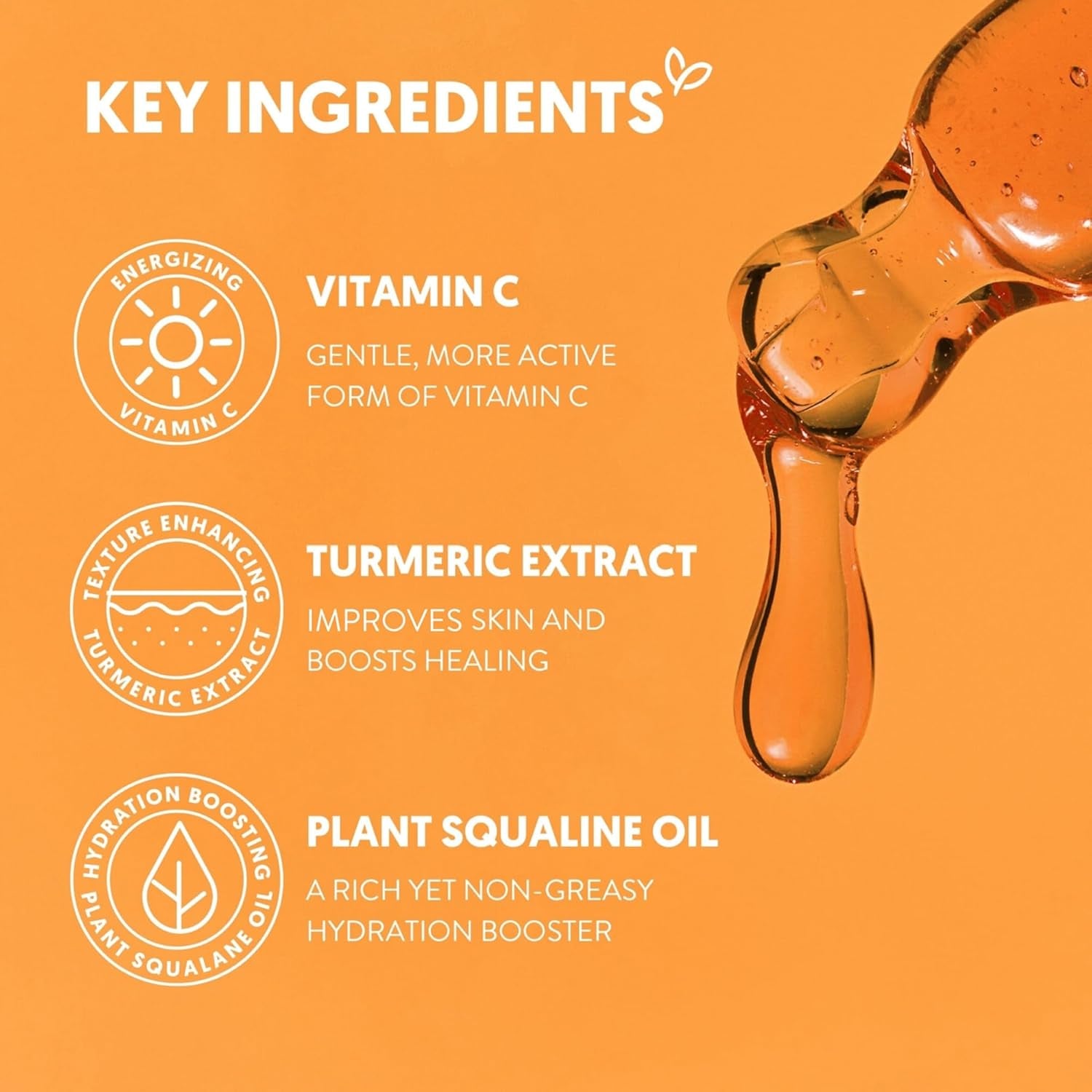 Brightening & Hydrating Face Oil - Vitamin C Oil & Turmeric Extract Enriched with Plant Squalane Oil for Face- Revitalize Dull, Tired Skin - Vitamin C Face Oil for Women and Men, 1 Fl Oz