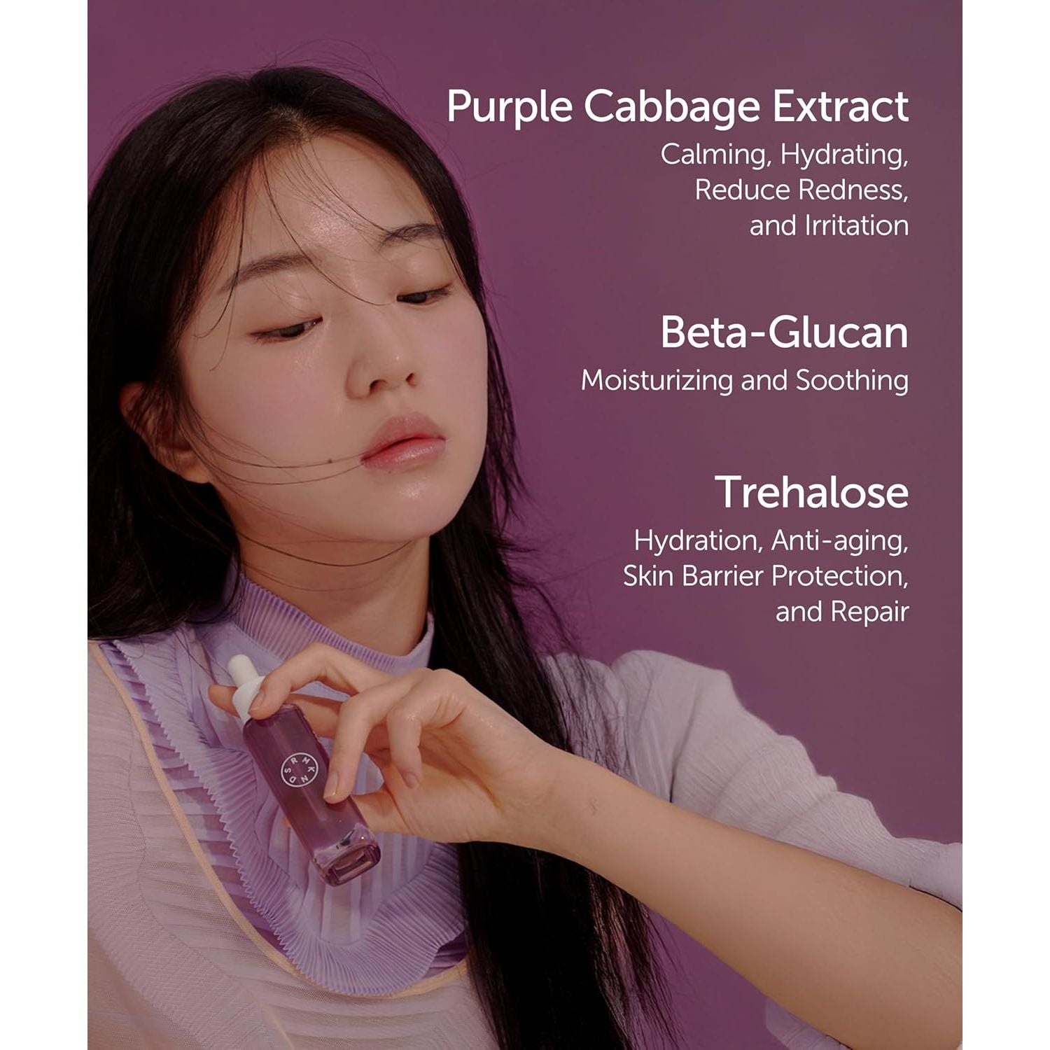 SERUMKIND Purple Cabbage Serum - Calming and Skin Recovery- Korean Face Skincare – Beta Glucan 100,000Ppm – Soothing & Redness Relief - Vegan, Cruelty-Free – 1.01 Fl.Oz.