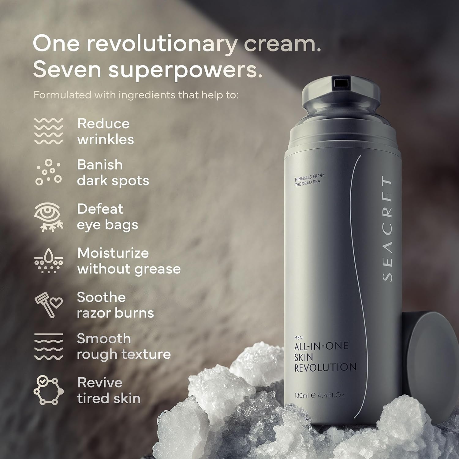 SEACRET Men All-In-One Skin Revolution – 130ml | 7-in-1 Anti-Aging Moisturiser for Men
