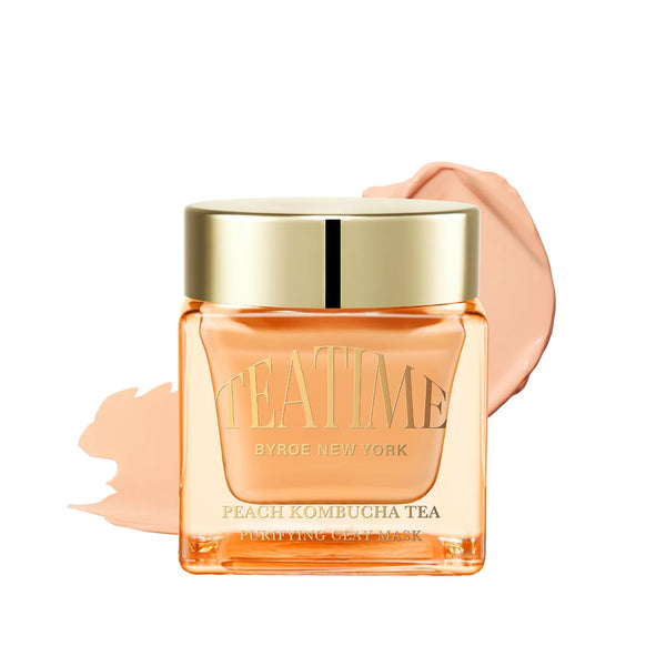 BYROE Teatime Peach Kombucha Tea Purifying Clay Mask – 80g | Detoxifying, Hydrating Triple-Clay Treatment