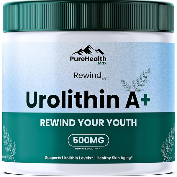 PURE HEALTH MAX Rewind with Urolithin A+ Supplement – 60 Capsules | Cellular Repair, Energy & Anti-Aging Support