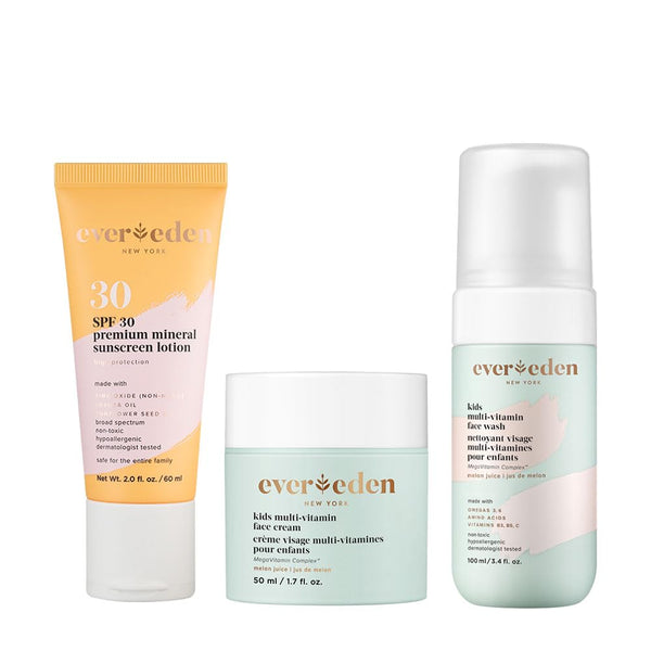 Evereden Kids Daily 1-2-3 Routine Bundle – Melon Scent (3-Step Set) | Clean, Vegan Skincare for Kids with SPF 30 Protection