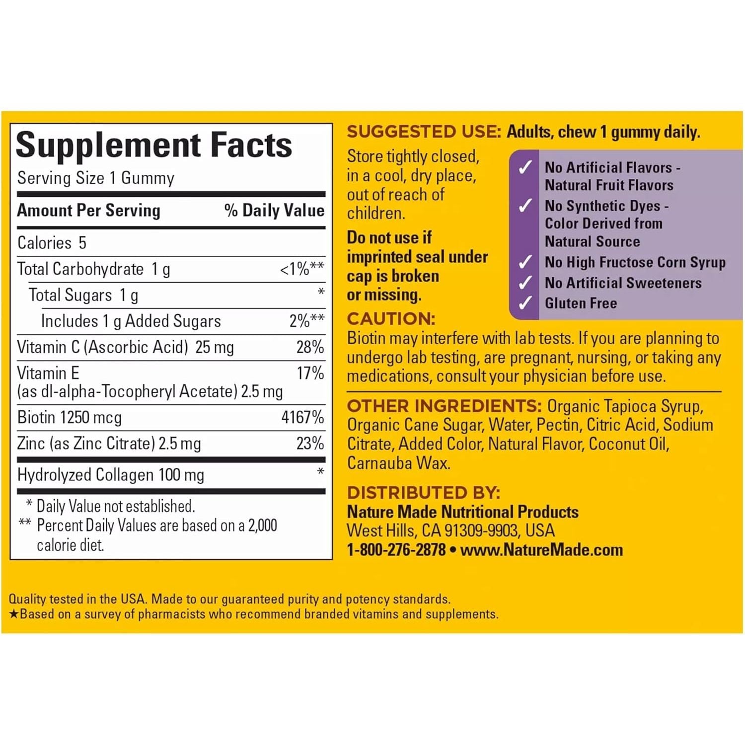 Collagen Gummies with Vitamin C, Zinc, Biotin, Hydrolyzed Collagen Peptides for Women and Men, Healthy Skin Support Supplement, 60 Gummies, 60 Day Supply