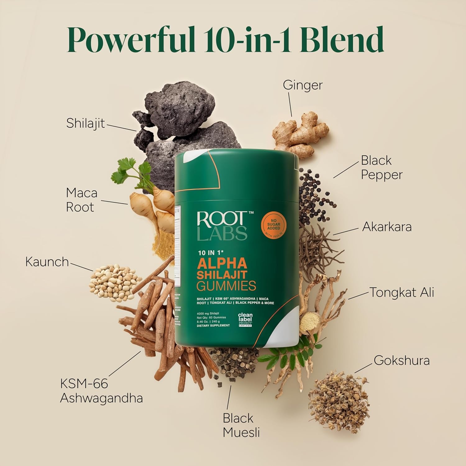 ROOT LABS 10-In-1 Alpha Shilajit Gummies - 60 Gummies