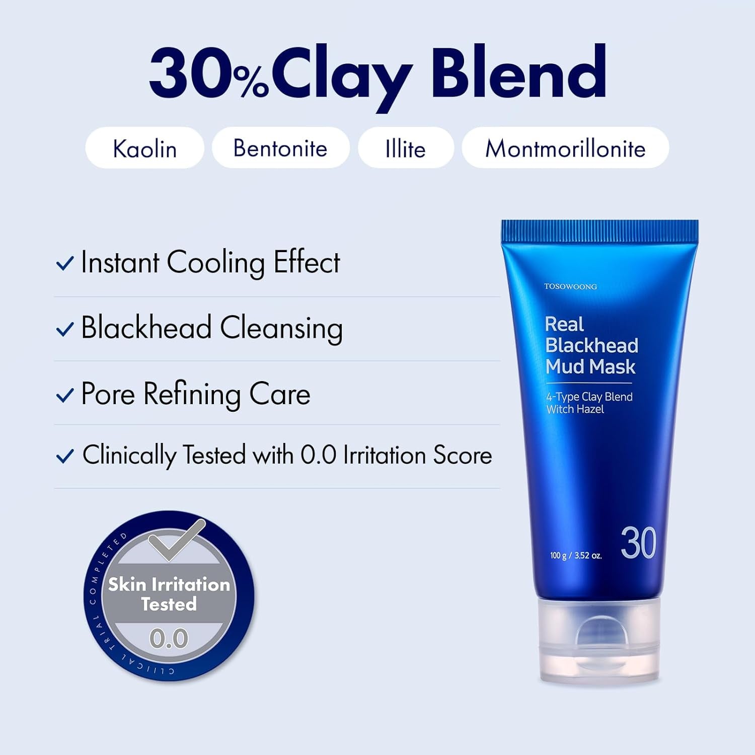 Real Blackhead Mud Mask, Facial & Nose Pore-Purifying Clay - Korean Mud Mask, Blackhead Remover for Face, Pore Tightening, Deep Pore Cleaner, Skin Cooling & Oil Control, 100 G / 3.52 Oz.