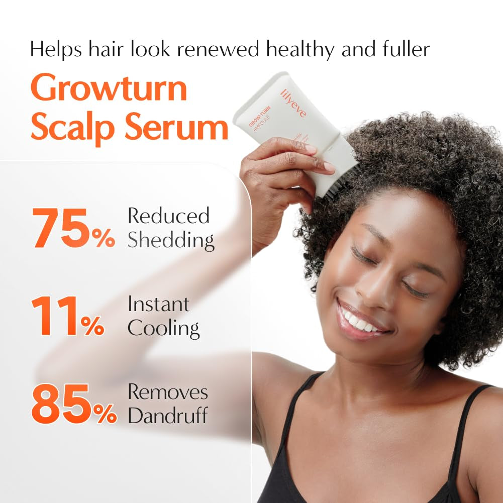 Lilyeve Growturn Hair Growth Serum with Built in Brush for Hair Growth & Thickening | Treatment for Thinning Hair, Hair Loss | Low Irritation, Fragrance-Free, Sulfate & Paraben-Free, 3.38 Fl. Oz. (Pack of 1)