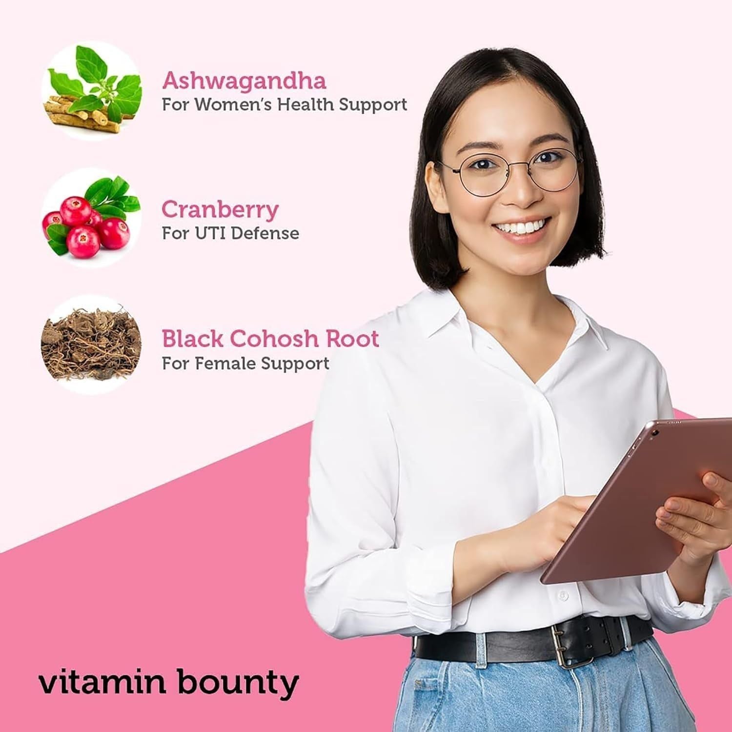 Women'S Pro-Daily Probiotic - 10 Billion Cfus, and 5 Strains, Help Vaginal & Digestive Health, Vaginal Probiotic & Prebiotic & Ph Balance, Cranberry, Gluten-Free - 60 Capsules