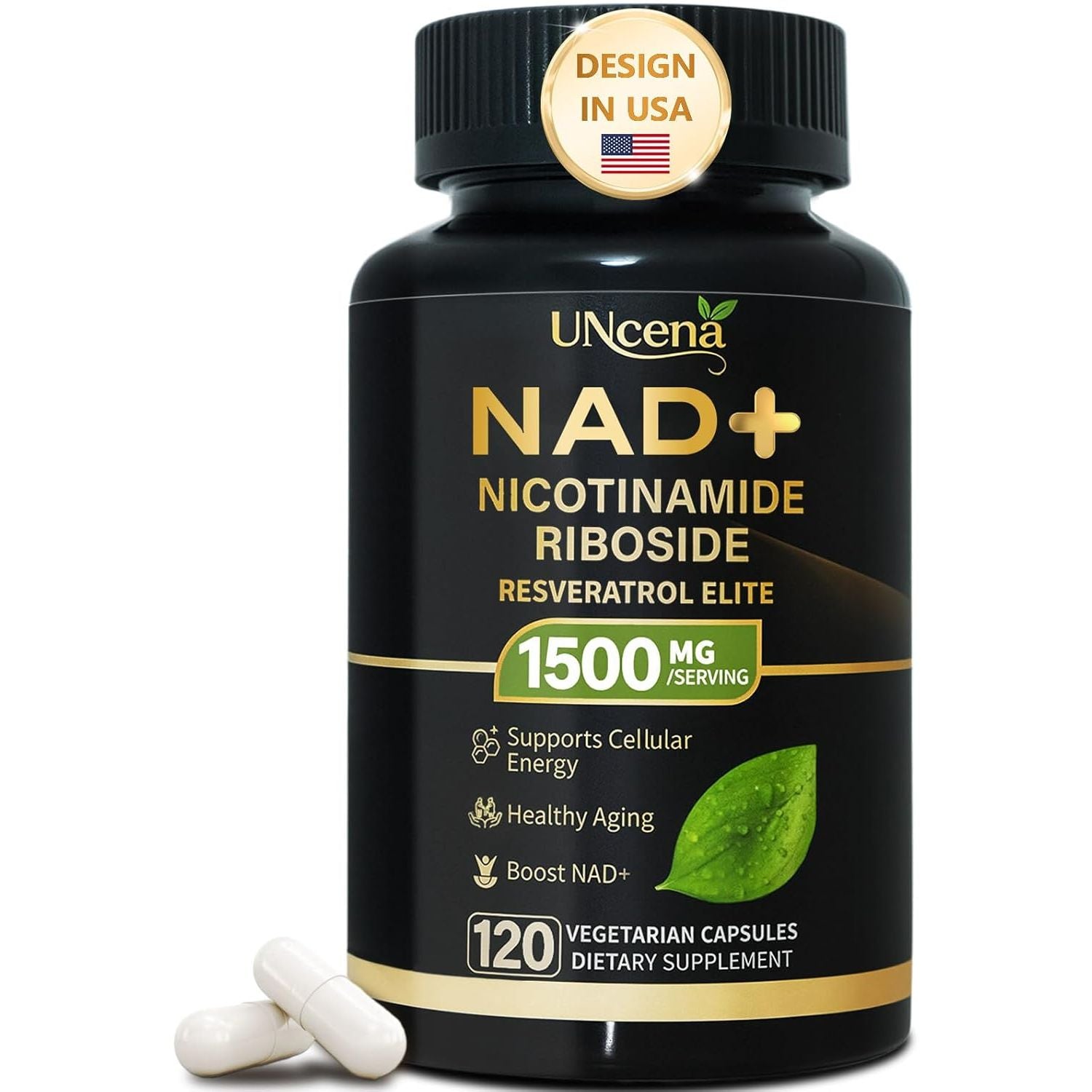 NAD Supplement 1500Mg - Liposomal NAD+ Nicotinamide Riboside with Resveratrol, NAD plus Boosting - Support Cellular Health, Stamina & Healthy Aging for Women & Men- 120 Capsules