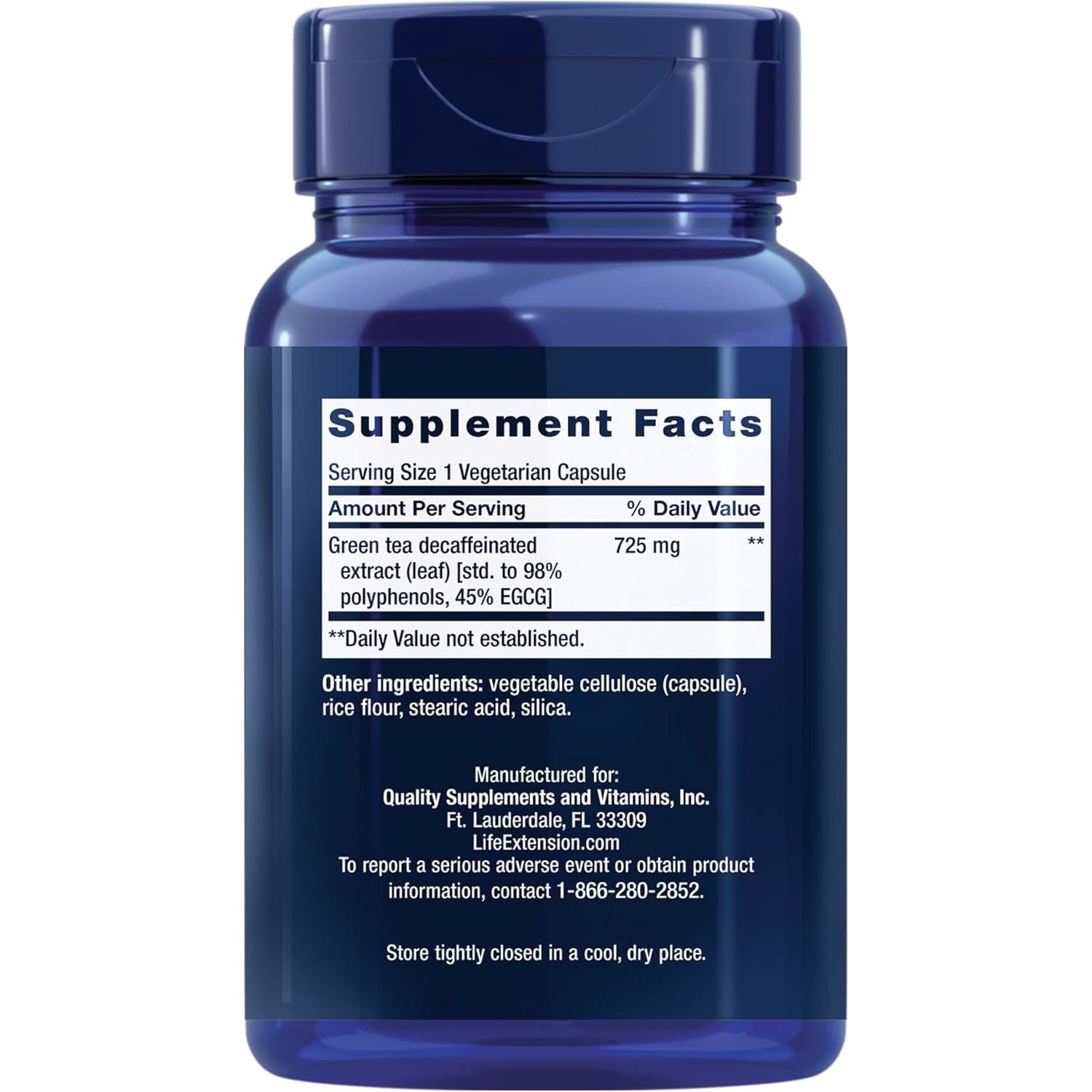 Life Extension Decaffeinated Mega Green Tea Extract – 100 Capsules | High-Potency Antioxidant & Heart Health Support