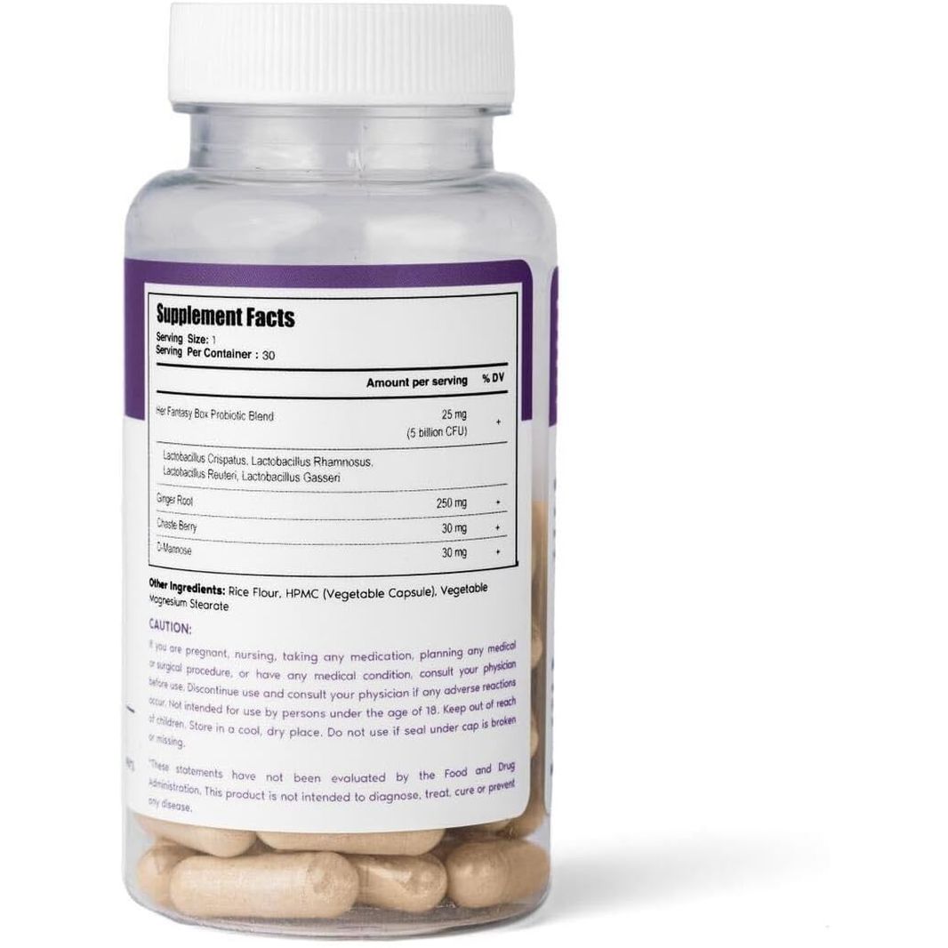 Her Fantasy Box Healthy Box Probiotics – 30 Dietary Supplements | Vaginal Balance, UTI Protection & PMS Relief
