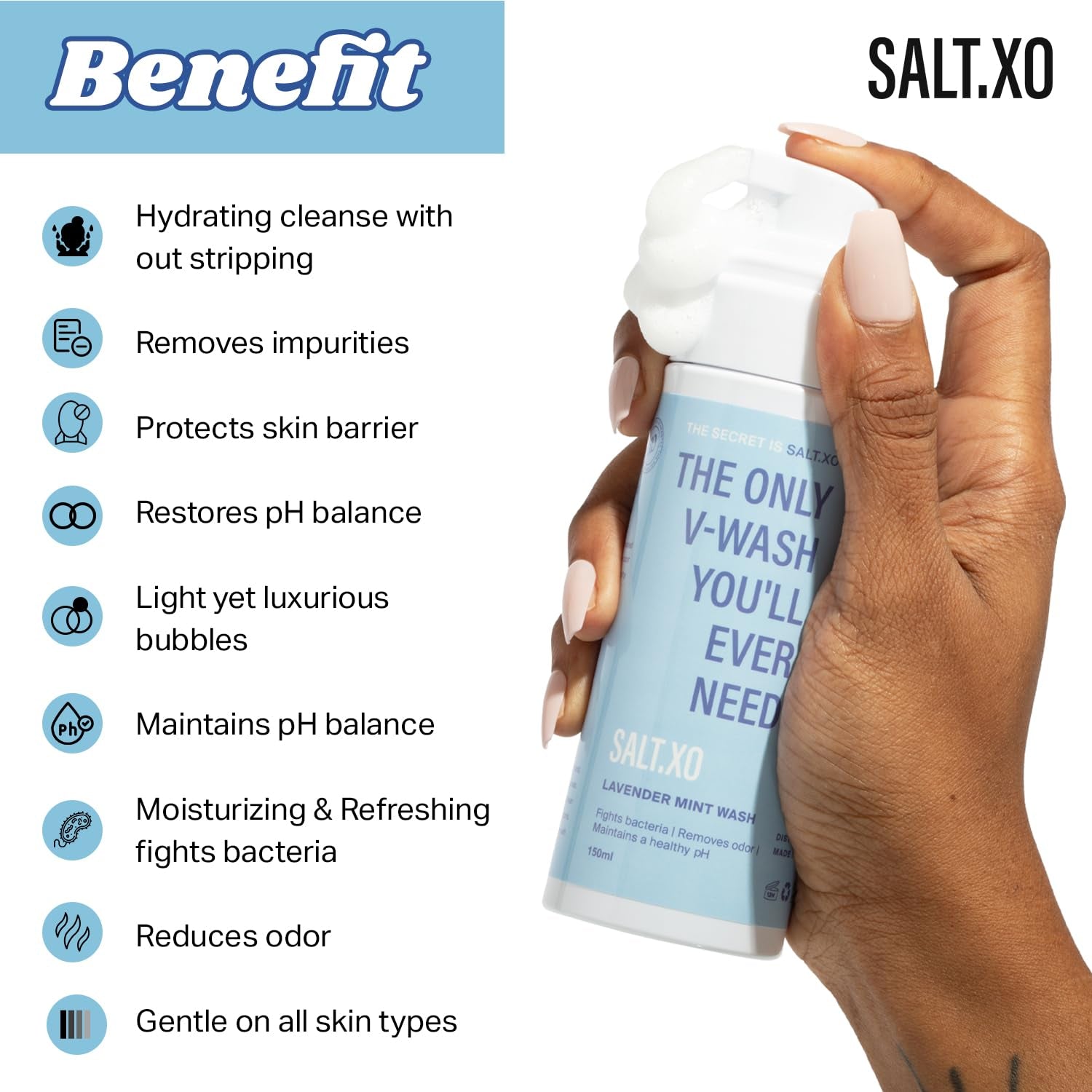 SALT.XO Lavender Mint Wash – 150ml | Gentle, pH-Balancing Plant-Based Yoni Wash