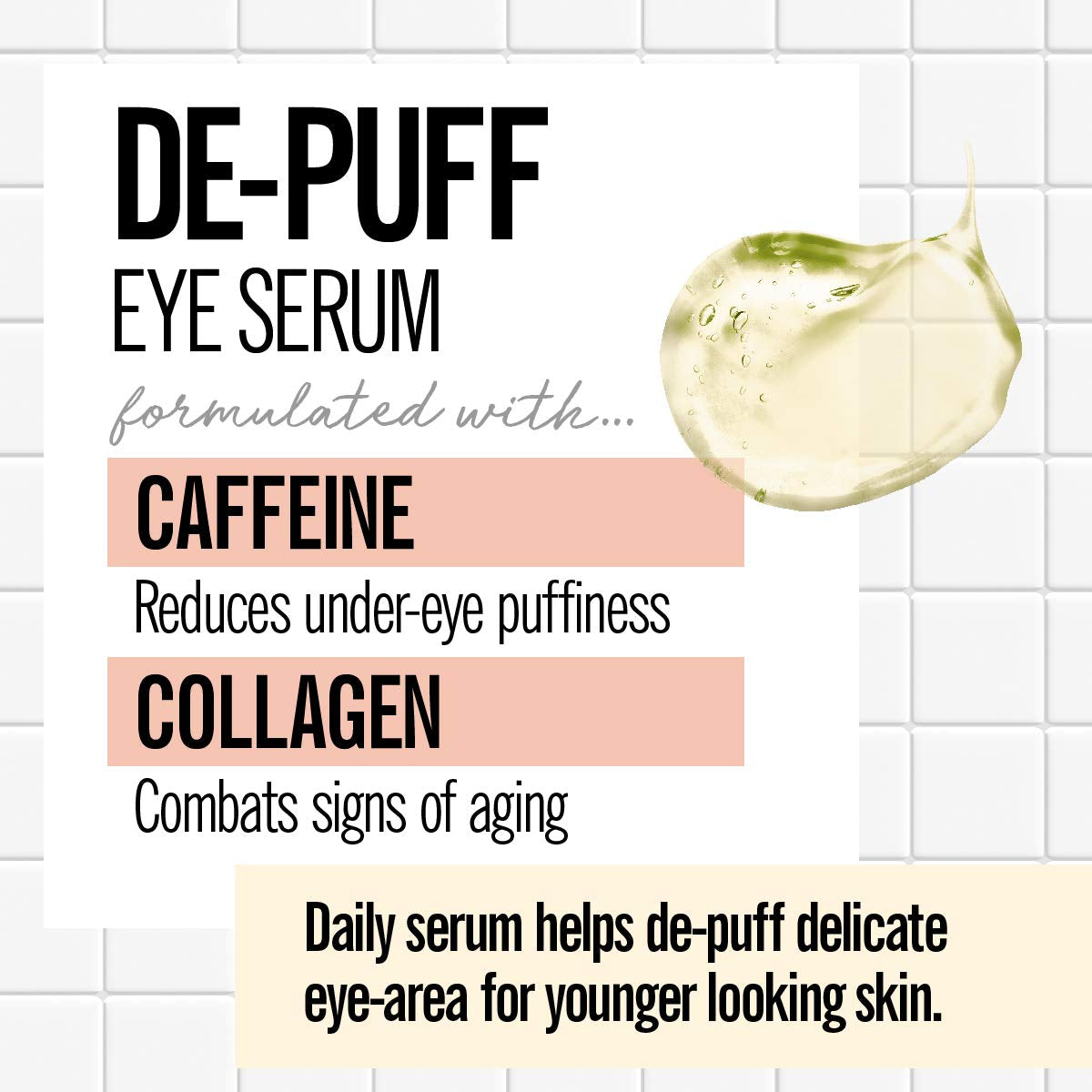 VALJEAN LABS De-Puff Caffeine + Collagen Eye Serum – 30ml | Reduce Puffiness & Firm Skin