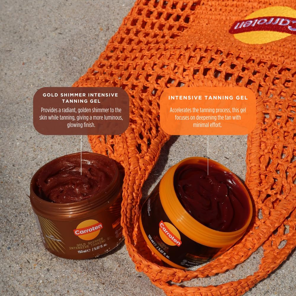 Carroten Gold Shimmer Intensive Tanning Gel – 150ml | Radiant Bronze Glow with Shimmering Pearls