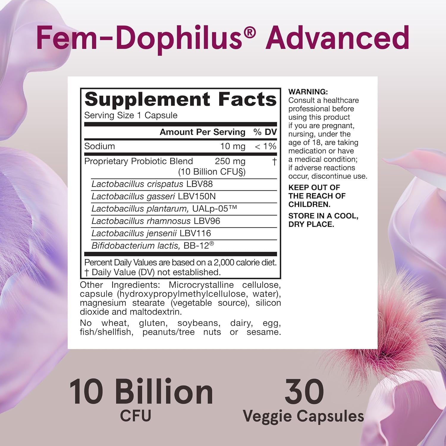 Jarrow Formulas Fem-Dophilus Advanced – 30 Capsules | 4-in-1 Probiotic for Women’s Vaginal, Digestive, Urinary & Immune Health
