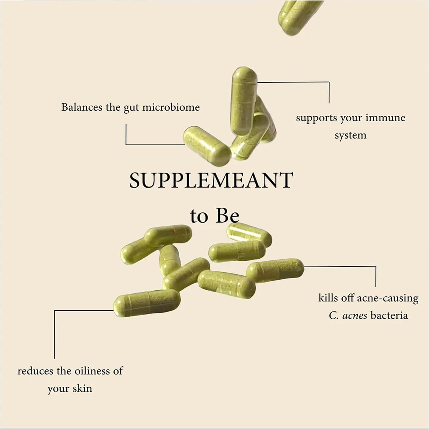 Dermala SUPPLEMEANT to Be – 30 Capsules | Probiotic Acne Supplement for Clearer Skin & Balanced Gut Health