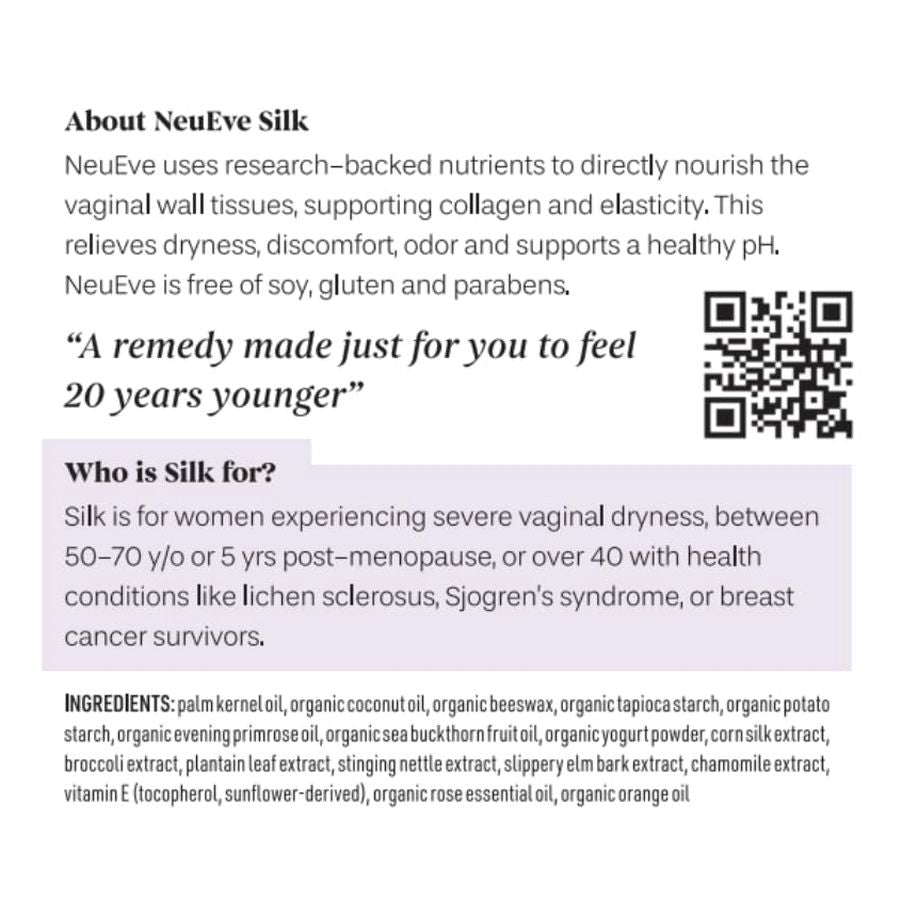 NeuEve Silk Age 55+ Vaginal Suppositories for Menopause Relief, Vaginal Dryness, Irritation & Itching, with All-Natural Ingredients, Phase 1 | 8 Count | 1-Month Supply