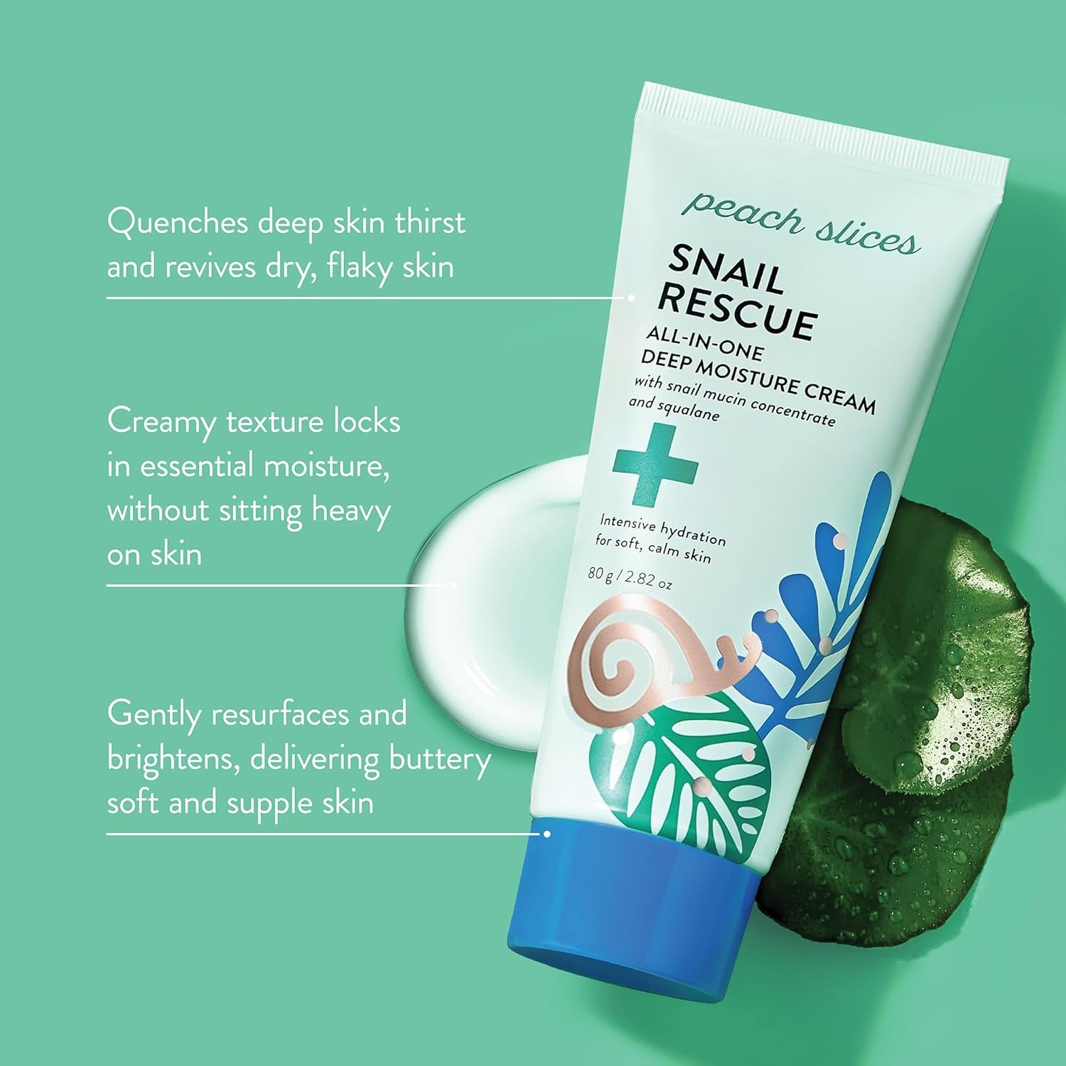 Peach Slices Snail Rescue All-In-One Deep Moisture Cream – 80g | Hydrating Cream with Snail Mucin & Squalane for Clear, Glowing Skin